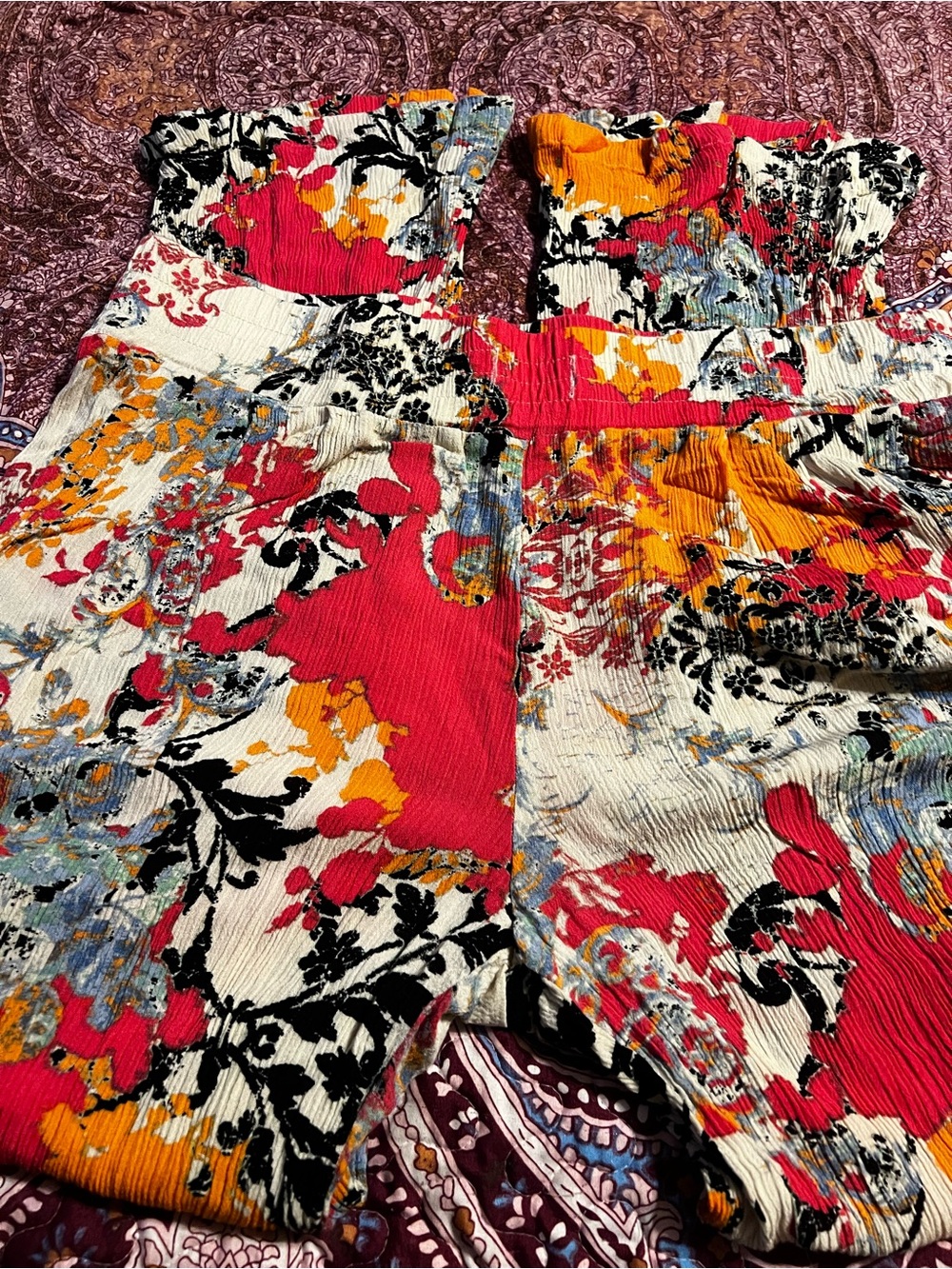 Bright Floral gauze pants